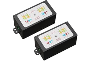 rhinocables RJ45 Cat 6 Gigabit Inline Punchdown Krone Coupler Joiner for LAN Ethernet Cables (2, Black)