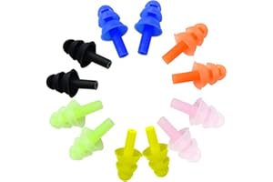 AIRSUN 6 Pairs Reusable Silicone Swimming Earplugs Soft and Flexible Ear Plugs for Swimming, Learning, Hearing Protection, Concerts, Airplanes, Shooting, etc..