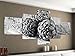 Produktbild Leinwandbild 5 tlg. 200cmx100cm Artischocken Gemüse Küche Artischocke schwarz weiß Bilder Druck auf Leinwand Bild Kunstdruck mehrteilig Holz 9YA1621, 5Tlg 200x100cm:5Tlg 200x100cm