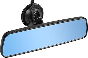 SLIIMU Auto Rückspiegel mit Saugnapf, 240mm Blendschutz Universal Innenspiegel, Blau Glas Large Vision Weitwinkel Flacher Spiegel Montiert auf Windschutzscheibe für Car Auto SUV Van