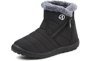 LAZAZAFI Kids Winter Snow Boots Waterproof Warm Faux Fur Lined Shoes Boy's Girl's Outdoor Walking Boots Anti-Slip Ankle Boots Comfy Flats Hiking Boots