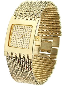 Moog Paris Luxury Damen Uhr mit Champagner Zifferblatt, Swarovski Elements & Goldenem Armband aus Edelstahl -...