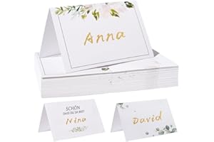 Fyshird 50 Stück Tischkarten Hochzeit mit Elegantes Design Platzkarten Hochzeitsdeko Tisch Namenskarten zum Beschriften Tischdeko für Geburtstag Konfirmation Kommunion - 11 * 8.5cm