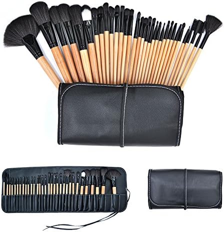 Makeup Brush Set 32 Pieces Beauty Brushes Synthetic Foundation Blending Brush with Beauty Fold Able Pouch Natural Cosmetic Brush Kit