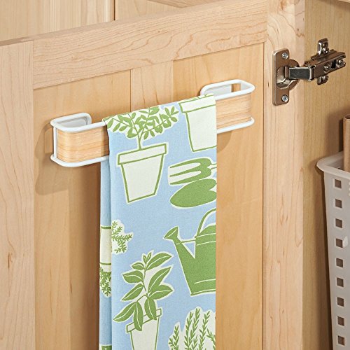 InterDesign 90780EU Affixx Peel and Stick Starke Selbstklebende Real-Wood Handtuchstange, Plastik, weiß / helles holz, 22,86 x 4,17 x 3,96 cm - 2