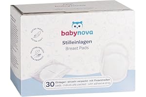 babynova Stilleinlagen – Einweg-Stilleinlagen – 30 einzeln verpackte Einlagen mit Klebestreifen – für stillende Mütter – Extra weich – diskrete und bequeme Passform