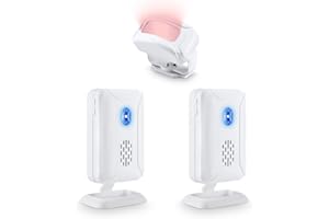 NineLeaf Bewegungsmelder mit 2 Empfängern, Infrarot Funk Durchgangsmelder, Ladenglocke, Tür Funkklingel Türklingeln Türglocken mit 32 Verschiedenen Melodien für Business Hotel Zuhause Weiß