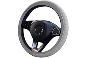 Housse de volant CGEAMDY universelle, simili cuir et microfibre, 38 cm (gris)
