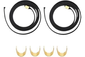 HysiPrui 2pcs Non-Slip Drive Timing Belt Rubber 2GT-6mm Length 1250mm (Needs to Cut) for X axis (1132mm) + Y axis (1122mm) Only for FDM 3D Printer Elegoo Neptune 4 Max, with 4pcs Copper Buckles
