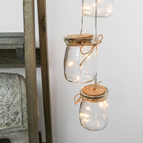 Beleuchtete Deko Einmach-Gläser gefüllt mit Silberdraht Lichtern, batteriebetrieben, 15 LEDs in warmweiß, 68cm, von Festive Lights - 7