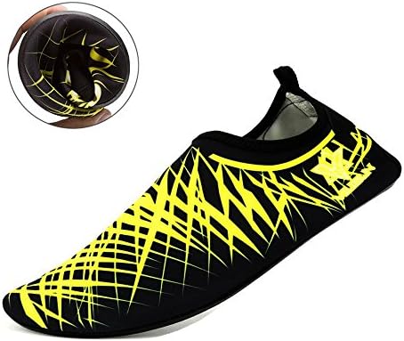 VILISUN Barefoot Shoes, Swim Yoga Beach Running Snorkeling Swimming Scuba Diving Socks, Water Shoes for Adult Men & Women, Neoprene Rubber Sole Aqua Socks (V-YELLOW, S(EU 34-35))