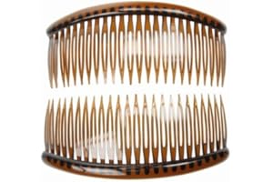 2 Pack of Large Tort Brown 12cm Plain French Side Hair Combs Slides Grips Clips Hair Accessories for Women Girls by Glitz4Girlz