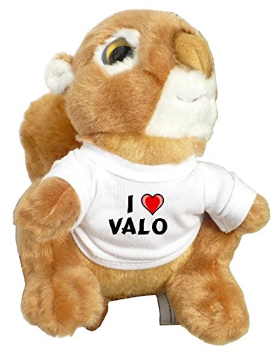 Preisvergleich Produktbild Personalisiertes Eichhörnchen Plüsch Spielzeug mit T-shirt mit Aufschrift Ich liebe Valo (Vorname / Zuname / Spitzname)