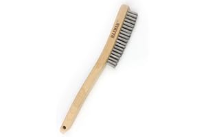 MAXMAN Wire Brush,Stainless Steel Wire Scratch Brush for Cleaning Rust with 14" Long Curved Beechwood Handle,Large