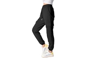 TOMEEK Pantaloni Sportivi Donna Pantaloni Cargo in Cotone Pantaloni Jogger Pantaloni Fitness Morbidi Leggeri Casual Donne Sciolto da Piede del Fascio con Coulisse e 4 Tasche