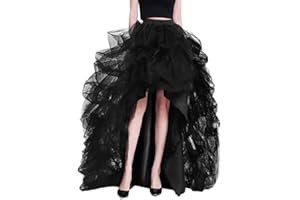 ORANDESIGNE Damen Asymmetrisch Langer Tüllrock A Linie Elastischer Hoher Bund Midirock Damen Mesh Großer Saum Langer Rock Elegant Midi Maxi Lange Rock