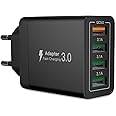 Caricatore USB,AIONEUS Caricabatterie Muro Multiplo Carica Rapida,Quick Charger 3.0 33W/6A 4 Porte Alimentatore Presa da Pare