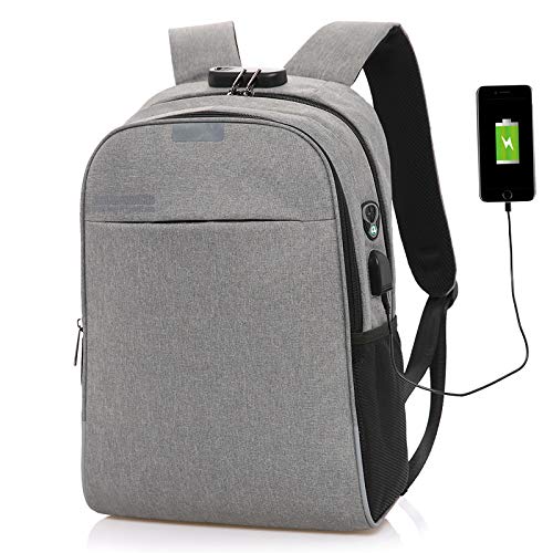 Preisvergleich Produktbild Yunfeng Laptop Rucksack Business Rucksack mit USB-Ladeanschluss Wasserdichte Rucksack Herren Baumwoll Polyester Anti-Diebstahl-Reisetasche verstaut 30x12x45 cm