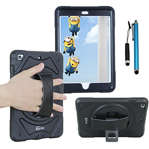 Cellular360 Apple iPad Mini 4 Hülle,schmutz- und stoßfest, 360 drehbare Handschlaufe mit integriertem Standfuß (Apple iPad Mini 4, Handheld-Schwarz)