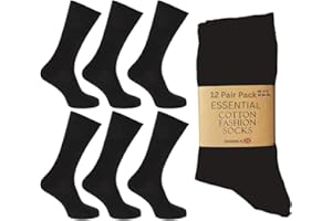 SMG® Mens 12 Pair Pack Cotton Casual Smart Design Argyle Contrast Heel Thin Stripe Socks (6-11)