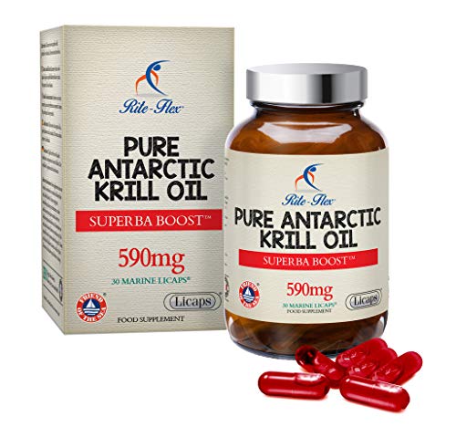 Aceite de krill antártico sostenible Rite-Flex Pure - 30 Licaps® Marine Superba BoostTM 590mg Ayuda al buen funcionamiento del corazón, la visión y el hígado - con fosfolípidos, colina y astaxantina