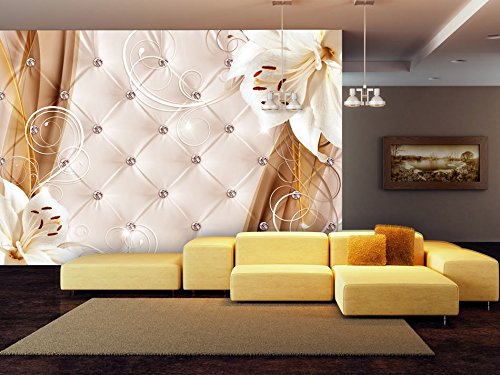 FOTOTAPETE 350×245 cm – VLIES TAPETE PREMIUM – PROFI QUALITÄT – 3 Farben zur Auswahl – Top moderne Wanddeko – Wandbilder XXL – Riesen Wandbild – Top Design Tapete – Neue exklusive Edition mit noch besser Druckauflösung – Deutsches Premium Vlies – Steppmuster Blumen Diamant b-A-0233-a-c - 2
