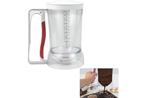 Kleemeiero Dispensador de Masa para Tortitas 900ML Dispensador de Masa para Magdalenas Horno con Tapa y Escala Jarra Dispensador de Masa para Reposteria, Rellenar Moldes de Donuts, Gofres y Panquecas