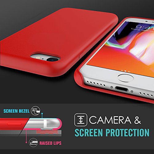 MoKo Funda para iPhone 7 - Ultra Slim Flexible Silicona Parachoques Gel Ara  azos Absorbente Resistante Protector Tacto Suave Back Cover para Apple iPhone 7  Rojo