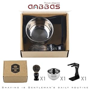 3pcs Shaving Set, Anbbas Black Badger Hair Shaving Brush, Quality Resin Handle and Dia 3.2" Shaving Soap Bowl 2 Layers Stainless Steel, Acrylic Resistant Shaving Stand Kit - Image 8