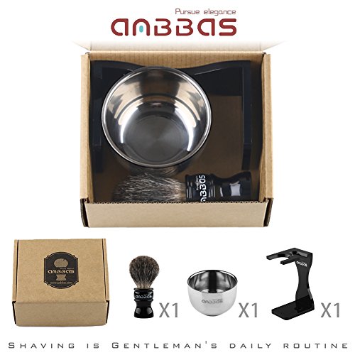 3pcs Shaving Set, Anbbas Black Badger Hair Shaving Brush, Quality Resin Handle and Dia 3.2" Shaving Soap Bowl 2 Layers Stainless Steel, Acrylic Resistant Shaving Stand Kit - Image 8