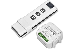 PAKINUI Funk Rolladensteuerung Nachrüstset, Funkschalter Jalousieschalter Set, Funkschalter für Rolladen Jalousien Markisen Bestehend, aus RF Fernbedienung+Empfänger Modul, Bis 100m Reichweite