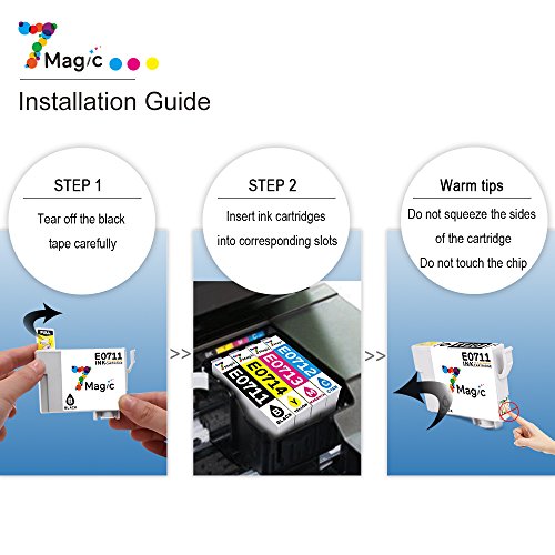 7Magic Combo pack Cartucho de tinta reemplazo para Epson T0711 T0712 T0713 T0714  T0715   2 Negro  1 Cian  1 Magenta  1 Amarillo  de Alta Capacidad Compatible con Epson Stylus SX218 SX100 SX110 SX105 SX115 SX205 SX405 SX515W SX600FW DX4000 DX4050 DX7400 SX410 SX415 BX600FW BX300F de Impresora