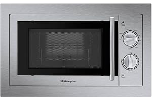 Orbegozo MIG2033 encastrable Full INOX, capacité de 20 litres, 9 niveaux, puissance du micro-ondes de 800 W et du grill de 1000 W, acier, gris