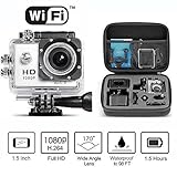  Neewer® 1080P H.264 WIFI Sportkamera mit 1.5Zoll LCD Display 12MP 170Grad Weitwinkel + Full HD Wasserdicht Actionkamera Car Recorder DVR Cam mit Zubehöre (Silber) + 8.7*7*2.6\