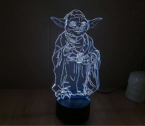 SmartEra® Star Wars Film-Charaktere Meister Yoda USB-3D optische Täuschung 7 Farbwechsel Touch-LED-Licht-Lampe - 7