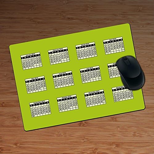 Lime Green - 2018 Calendar Large (28cm x 20cm) Mouse Mat - Premium (5mm Thick)With Large Date Grid