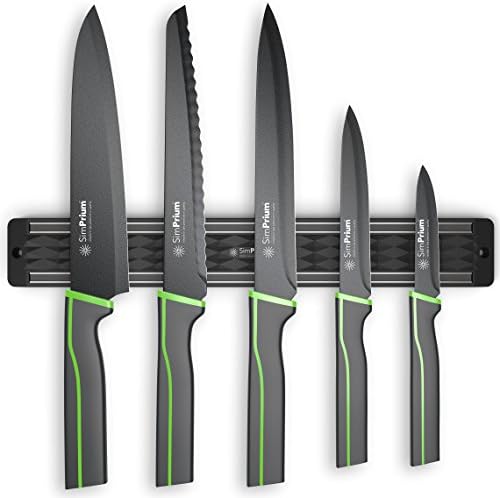 SimPrium - 13inch Magnetic Knife Strip - Multi Purpose Mountable Holder Best for Organizing Kitchen Utensils and Knives, Keys & Small DIY and Beauty Tools - Wall Storage Maximizer - Black