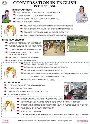 Dbios Digital Printed Conversation In English In The School Educational Wall Chart
