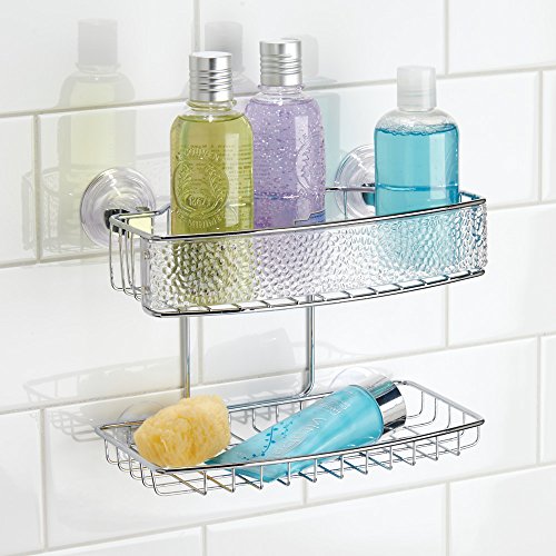 InterDesign Rain Power Lock Badezimmer-/Dusch-Caddy mit Saugnapf für Shampoo, Conditioner, Seife – Durchsichtig - 2