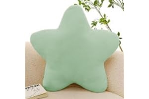 Bettschlange Cuddly Cushion Children, Star Children's Cushion, Soft Fluffy Star Cushion, Children's Room Star Shape Decorative Cushion for Girls and Boys, Home Bedroom, Light Green, 30 x 30 cm
