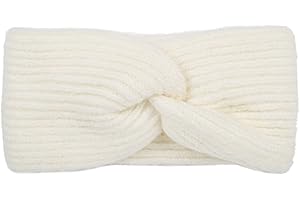 ‎STYLEBREAKER styleBREAKER Damen Strick Stirnband mit Twist Knoten und Rippenmuster einfarbig, warmes Winter Haarband, Headband 04026072, Farbe:Creme