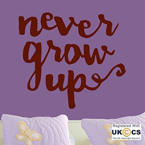 Never Grow Up Child Adult Quote Bedroom Cool Wall Art Stickers Decal Vinyl Room (XL (129x119 cm))