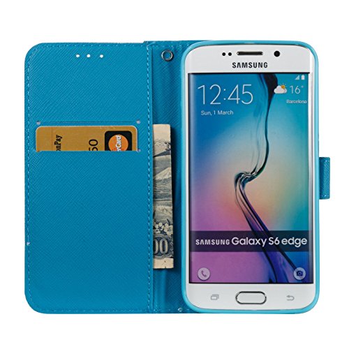 Samsung Galaxy S6 Edge Leder Hülle,Galaxy S6 Edge Book Case,TOYYM Folio PU Leder Wallet Tasche Case mit Standfunktion Karteneinschub und Magnetverschluß,Notebook Flip Cover Brieftasche Handytasche Innere Bumper Back Case Etui Hüllen für Samsung Galaxy S6 Edge,Mandala - 5