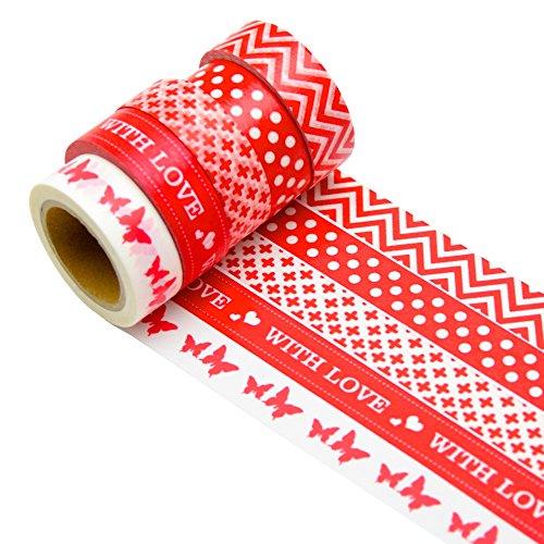 K-LIMIT 5er Set Washi Tape Dekoband Masking Tape Klebeband Scrapbooking Weihnachten Christmas with Love 9462