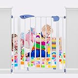 Amzdeal Türschutzgitter/Treppenschutzgitter aus Metall Erweiterbare Verlängerungen möglich für 75cm-85cm / Gesamthöhe 79cm für Babys ab ca. 6 – 24 Monate in weiß - 5