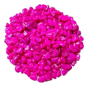 Veteran ?B Size (10 to 25 MM) Colored Marble Pebbles Stone Chips for Home Garden and Fish Tank Aquarium Decoration(Pink, 1 Kg)(Stone0102)