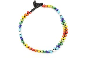 IDIN JEWELLERY Idin Handmade Anklet - Wax cord braided with multicoloured beads handmade anklet