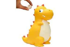 Mikytoper Dinosaur Piggy Bank for Kids,Large Dino Money Box for Boys and Girls as Birthday Enrollment Baptism Birth Gifts (Yellow naughty Dinosaur)