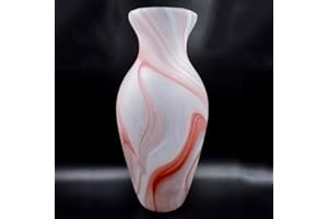Vaso Anfora in Vetro di Murano Bianco Satinato con Venature Rosse by Tammaro Home