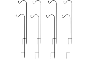 Urban Deco Shepherds Hooks Crook 8Pack Adjustable and Extendable Height Metal Stakes with Extenders Garden Stands Heavy Duty Poles Rust Resistant Hang Plants Lights Flower Baskets Lanterns (Black)